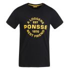 Black t-shirt with yellow print