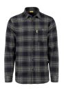Black and gray checkered button shirt from front. A chest pocket on left with Ponsse label.